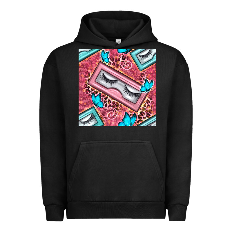 Cosmetic Fake Eyelashes And Butterfly With Leopard Seamless Pattern Bb Urban Hoodie by BundleAndBundleShop | Teevron