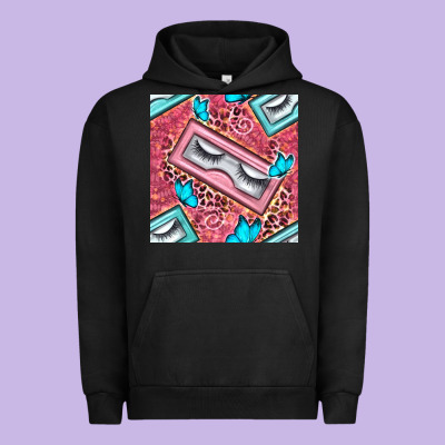 Cosmetic Fake Eyelashes And Butterfly With Leopard Seamless Pattern Bb Urban Hoodie Designed By Bundleandbundleshop