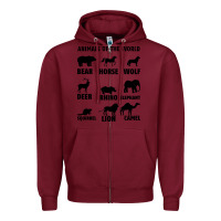 Burgundy Animal Of The World Zipper Hoodie - Bettercallsaul