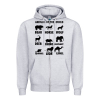 Heather Grey Animal Of The World Zipper Hoodie - Bettercallsaul