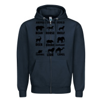 Navy Animal Of The World Zipper Hoodie - Bettercallsaul