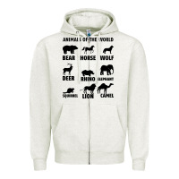 Oatmeal Heather Animal Of The World Zipper Hoodie - Bettercallsaul