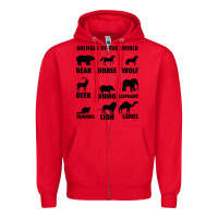 Red Animal Of The World Zipper Hoodie - Bettercallsaul