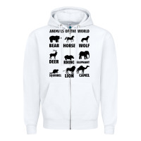 White Animal Of The World Zipper Hoodie - Bettercallsaul