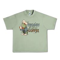 Oil Green froggy before coffee Urban Heavy Tee - MaliasSmallBusiness