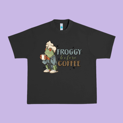 Froggy Before Coffee Urban Heavy Tee Designed By Maliassmallbusiness