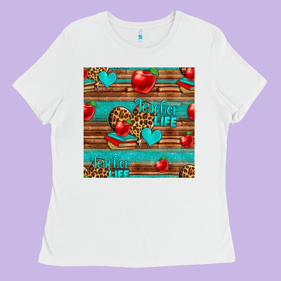 Teacher Life Seamless Pattern Ladies Tee Designed By Hra Design Shop
