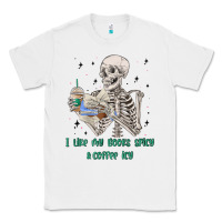 White i like my books spicy and coffee icy Classic Tee - MaliasSmallBusiness