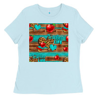 Baby Blue teacher life seamless pattern Ladies Tee - HRA Design Shop