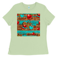 Matcha teacher life seamless pattern Ladies Tee - HRA Design Shop