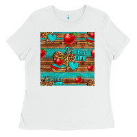 White teacher life seamless pattern Ladies Tee - HRA Design Shop