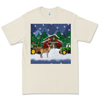 Christmas Town And Farm Tractor Seamless Pattern Premium Tee | Teevron