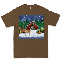 Cacao christmas town and farm tractor seamless pattern Premium Tee - BundleAndBundleShop