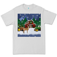 Dove Grey christmas town and farm tractor seamless pattern Premium Tee - BundleAndBundleShop