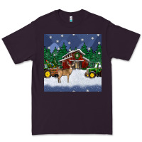 Plum christmas town and farm tractor seamless pattern Premium Tee - BundleAndBundleShop