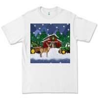 White christmas town and farm tractor seamless pattern Premium Tee - BundleAndBundleShop