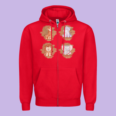 Safari Baby Animal Clipart Zipper Hoodie Designed By Bettercallsaul