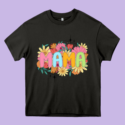 Floral Mama Heavy Core Tee Designed By Jahusdesignshop