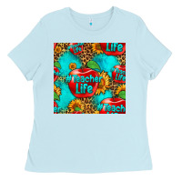 Baby Blue teacher apple seamless pattern Ladies Tee - HRA Design Shop
