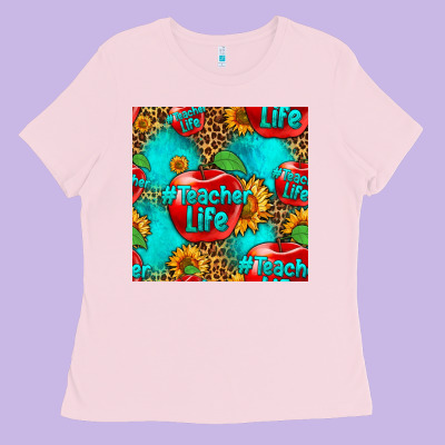 Teacher Apple Seamless Pattern Ladies Tee Designed By Hra Design Shop