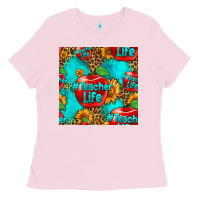Bubblegum Pink teacher apple seamless pattern Ladies Tee - HRA Design Shop
