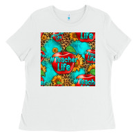 White teacher apple seamless pattern Ladies Tee - HRA Design Shop