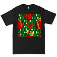 Black christmas surprise gift box seamless pattern Premium Tee - BundleAndBundleShop