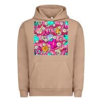 Pigment Burro hairstylist coffee cups and daisy with leopard seamless pattern bbs Urban Hoodie - BundleAndBundleShop