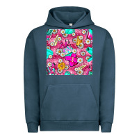 Pigment Midnight Navy hairstylist coffee cups and daisy with leopard seamless pattern bbs Urban Hoodie - BundleAndBundleShop