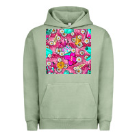 Pigment Oil Green hairstylist coffee cups and daisy with leopard seamless pattern bbs Urban Hoodie - BundleAndBundleShop