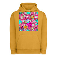 Pigment Peanut Butter hairstylist coffee cups and daisy with leopard seamless pattern bbs Urban Hoodie - BundleAndBundleShop