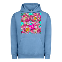 Pigment Pebble Blue hairstylist coffee cups and daisy with leopard seamless pattern bbs Urban Hoodie - BundleAndBundleShop