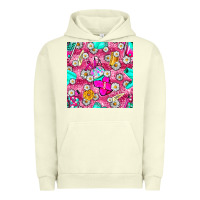 Pigment Pistachio hairstylist coffee cups and daisy with leopard seamless pattern bbs Urban Hoodie - BundleAndBundleShop