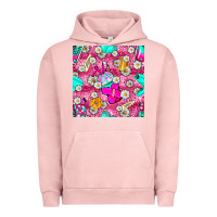 Pigment Salmon hairstylist coffee cups and daisy with leopard seamless pattern bbs Urban Hoodie - BundleAndBundleShop