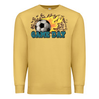 Antique Gold Game day Soccer leopard flames fireball Premium Sweatshirt - HowdyJamesFarm