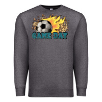 Charcoal Heather Game day Soccer leopard flames fireball Premium Sweatshirt - HowdyJamesFarm