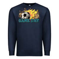 Navy Game day Soccer leopard flames fireball Premium Sweatshirt - HowdyJamesFarm