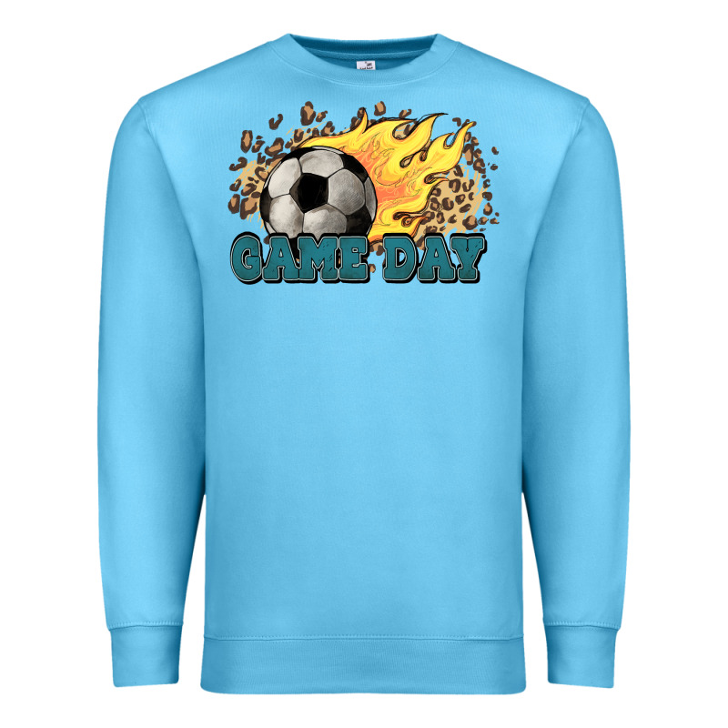 Game Day Soccer Leopard Flames Fireball Premium Sweatshirt by HowdyJamesFarm | Teevron