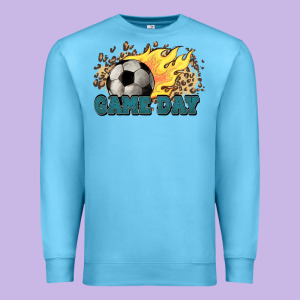 Game Day Soccer Leopard Flames Fireball Premium Sweatshirt Designed By Howdyjamesfarm