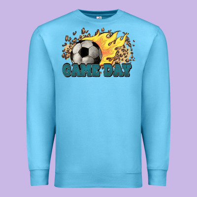 Game Day Soccer Leopard Flames Fireball Premium Sweatshirt Designed By Howdyjamesfarm
