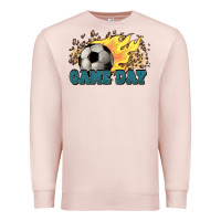 Pale Pink Game day Soccer leopard flames fireball Premium Sweatshirt - HowdyJamesFarm