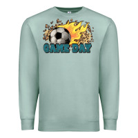 Seafoam Game day Soccer leopard flames fireball Premium Sweatshirt - HowdyJamesFarm