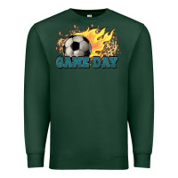Sports Green Game day Soccer leopard flames fireball Premium Sweatshirt - HowdyJamesFarm