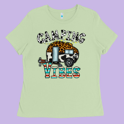 Camping Vibes Ladies Tee Designed By Cowhidedigitalart