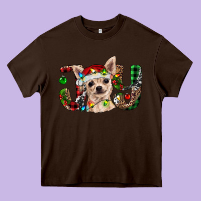 Christmas Chihuahua Joy Heavy Core Tee Designed By Barkaloodesign