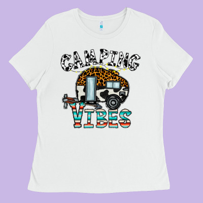 Camping Vibes Ladies Tee Designed By Cowhidedigitalart