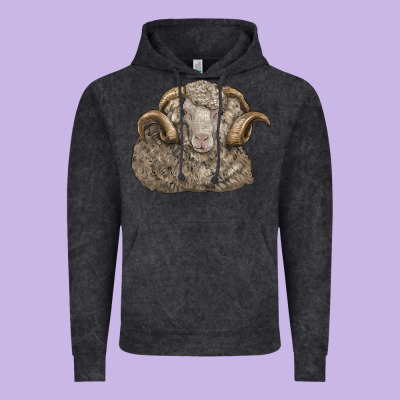 Merino Wool Sheep Head Vintage Hoodie Designed By Lillyallendesigns