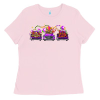 Bubblegum Pink Mardi gras farm trucks Ladies Tee - FaDigitalArtStudio