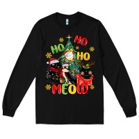 Black ho ho ho meow Long Sleeve Tee - MaliasSmallBusiness