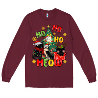 Burgundy ho ho ho meow Long Sleeve Tee - MaliasSmallBusiness